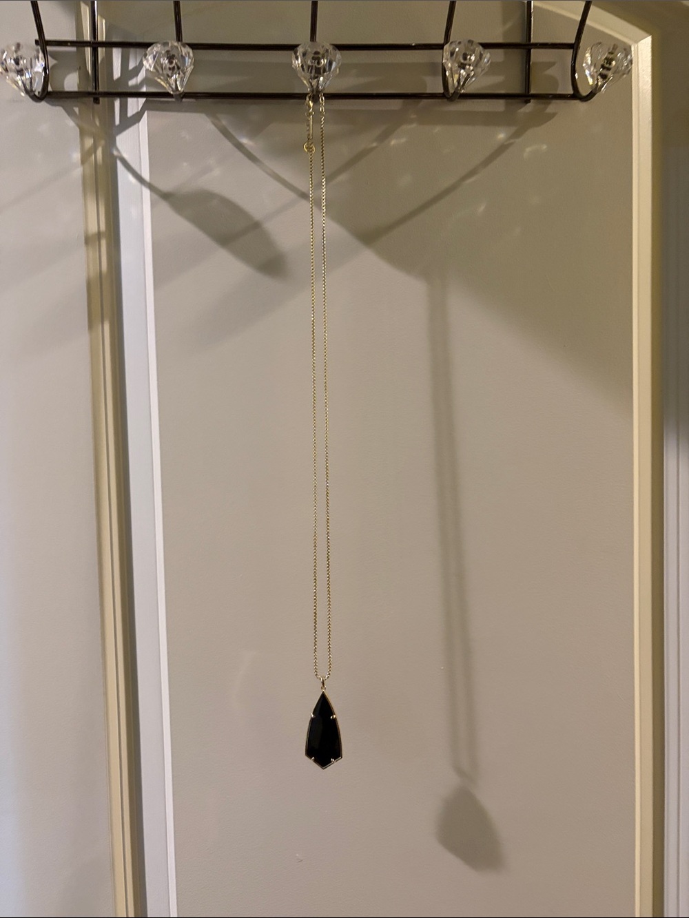 Kendra Scott Gold Chain Necklace with Black Teardrop Pendant - Women's Jewelry